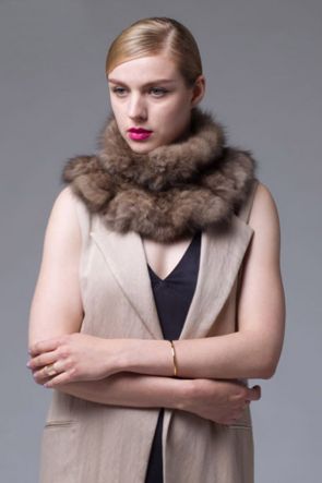 Knitted Sable Fur Neck Warmer Scarf