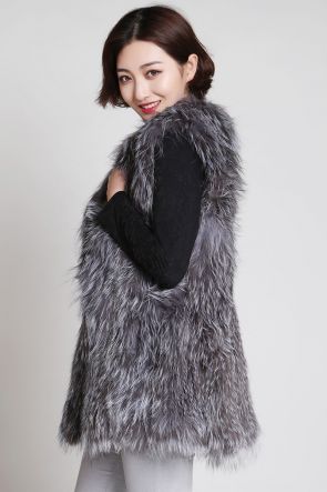 Knitted Silver Fox Fur Vest