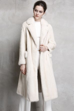 Long Pearl Mink Fur Coat