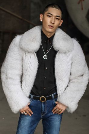 Men's Fox Fur Bomber Jacket