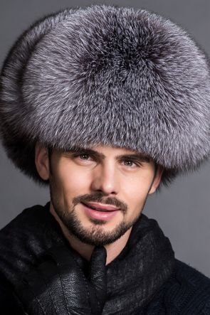 Men's Silver Blue Fox Fur Trapper Hat
