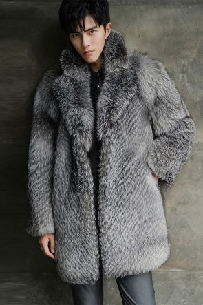 Men's Silver Fox Fur Coat