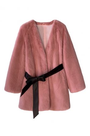 Mink Fur Coat with Leather Belt