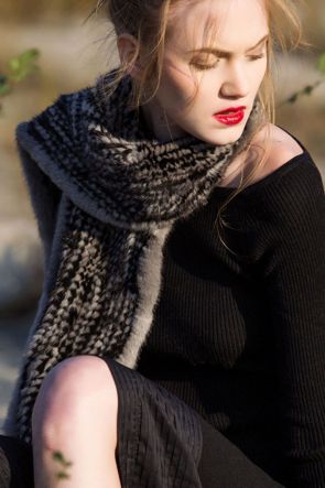 Mink Fur Knitted Wrap Shawl
