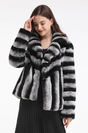Rex Rabbit Fur Jacket with Chinchilla look