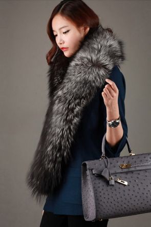 Silver Fox Fur Shawl