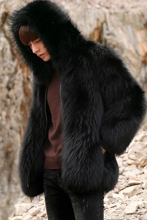 Men's Raccoon Fur Coat