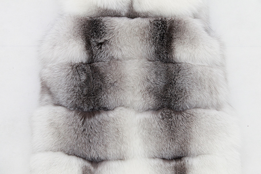 Shadow Blue Frost Fox Fur Hooded Vest 0003-19