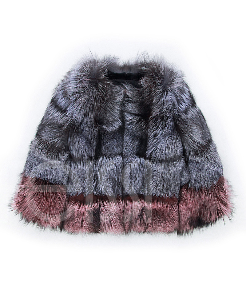 Two-tone Silver Fox Fur Cropped Jacket 0006-16