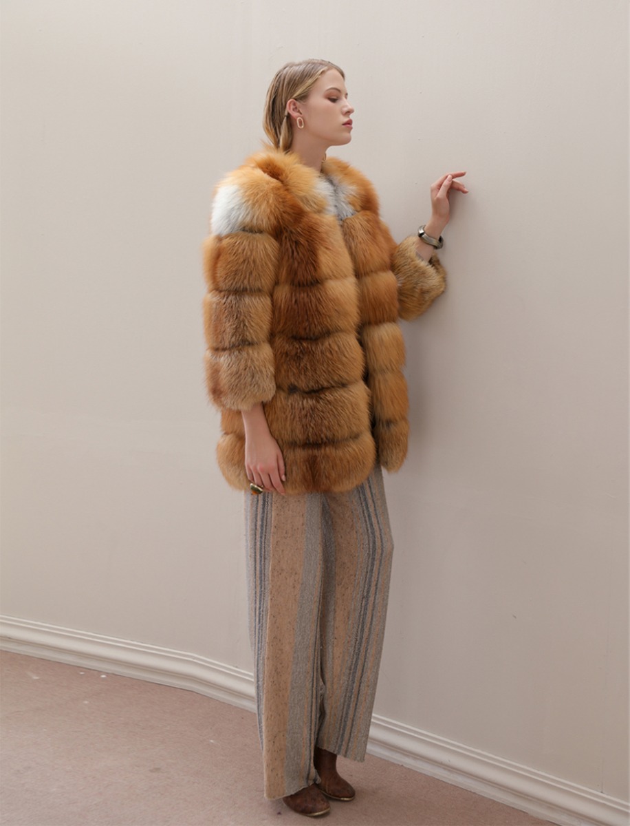 Red Fox Fur Coat in Natural Golden 0026-5