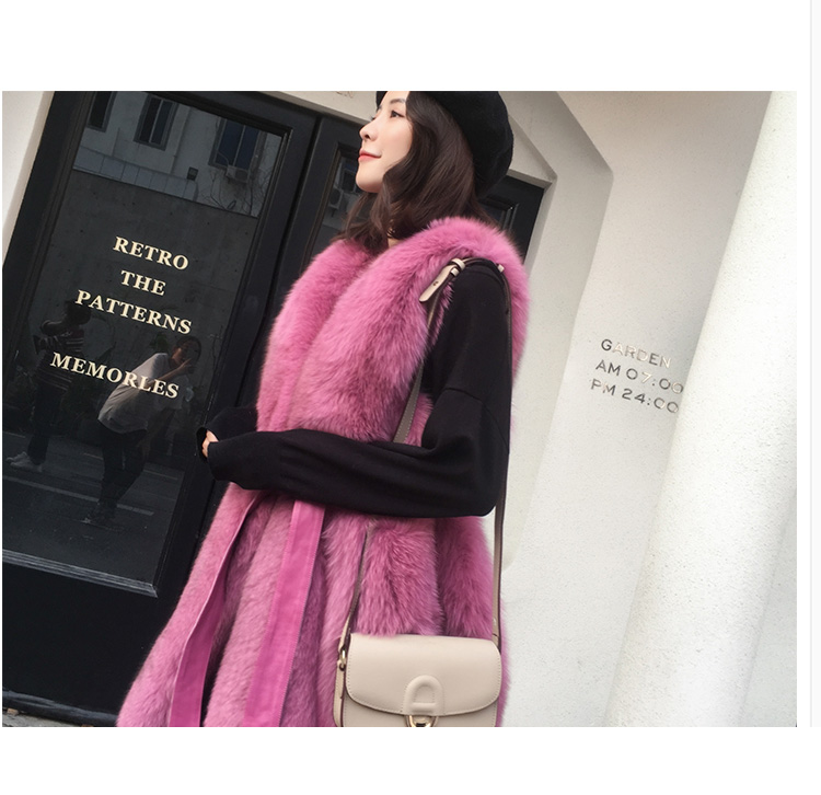 Leather Belt Fox Fur Vest 0032-2