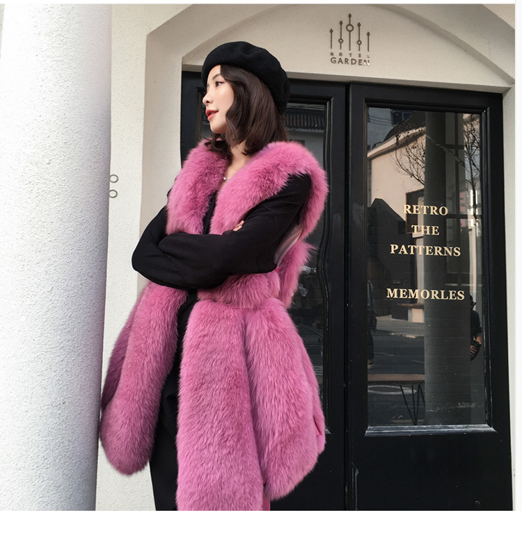 Leather Belt Fox Fur Vest 0032-3