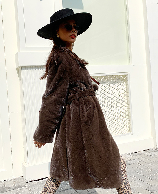 Belted Mink Fur Coat 0109-8