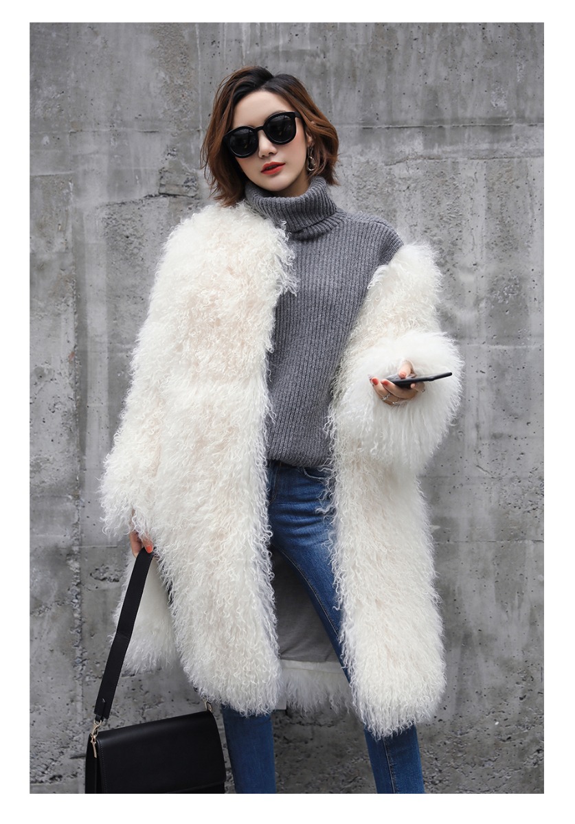 3-4 Length Tibet Sheep Fur Long Coat 011 Details 10