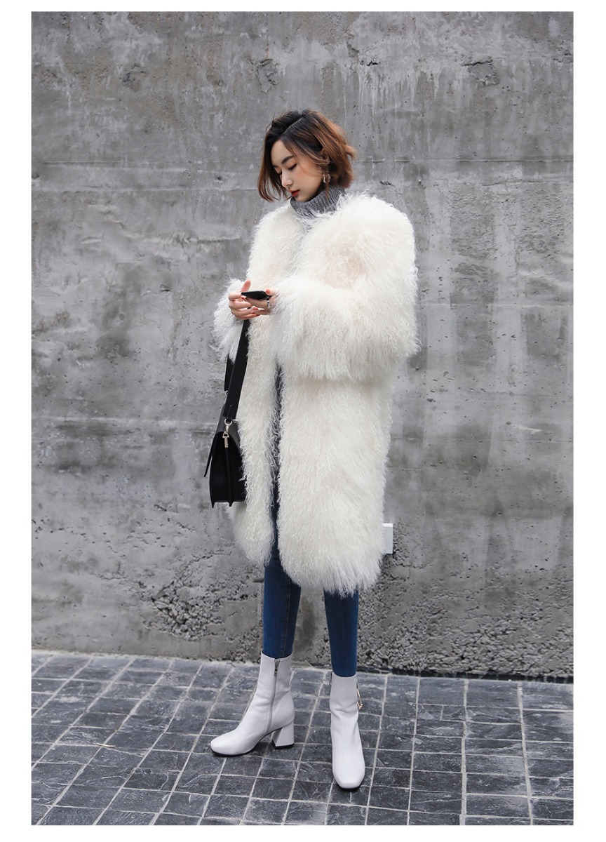 3-4 Length Tibet Sheep Fur Long Coat 011 Details 11