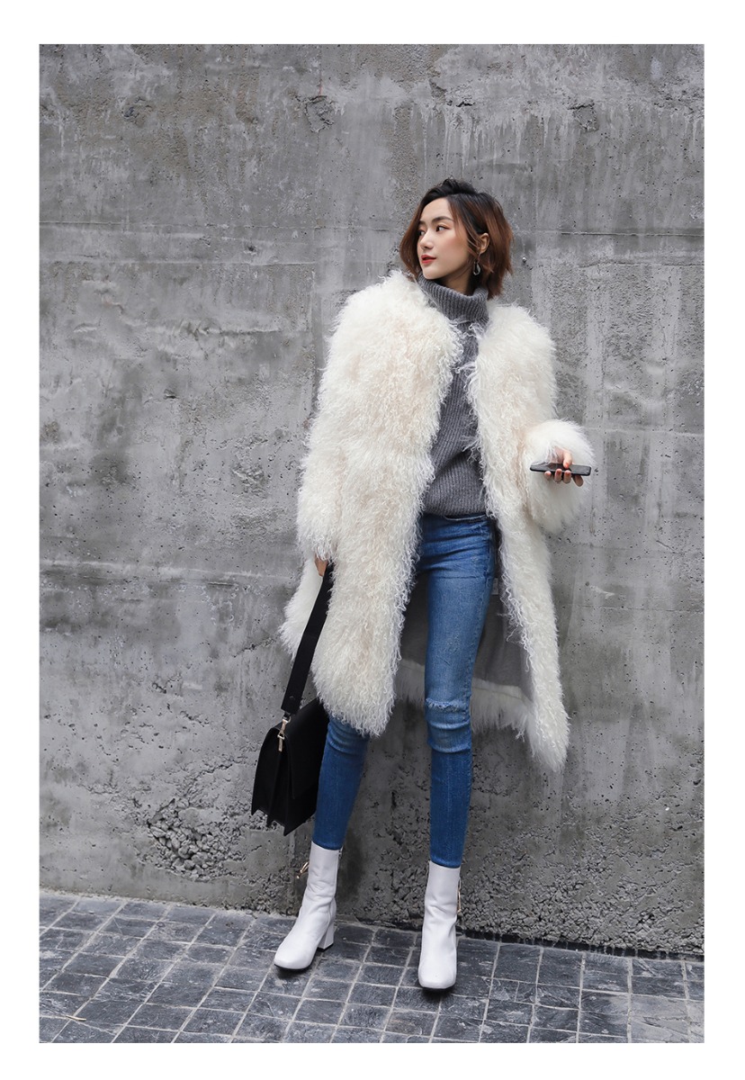 3-4 Length Tibet Sheep Fur Long Coat 011 Details 12
