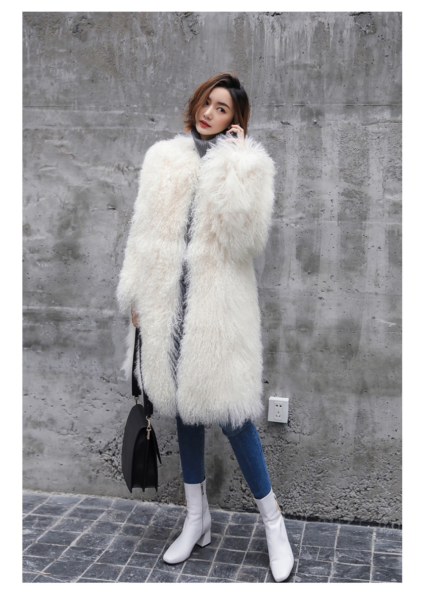 3-4 Length Tibet Sheep Fur Long Coat 011 Details 13