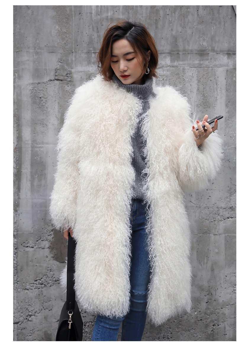 3-4 Length Tibet Sheep Fur Long Coat 011 Details 14