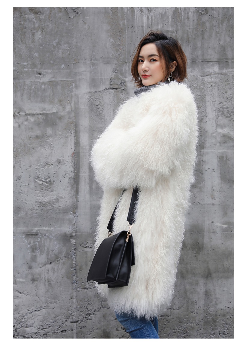 3-4 Length Tibet Sheep Fur Long Coat 011 Details 15