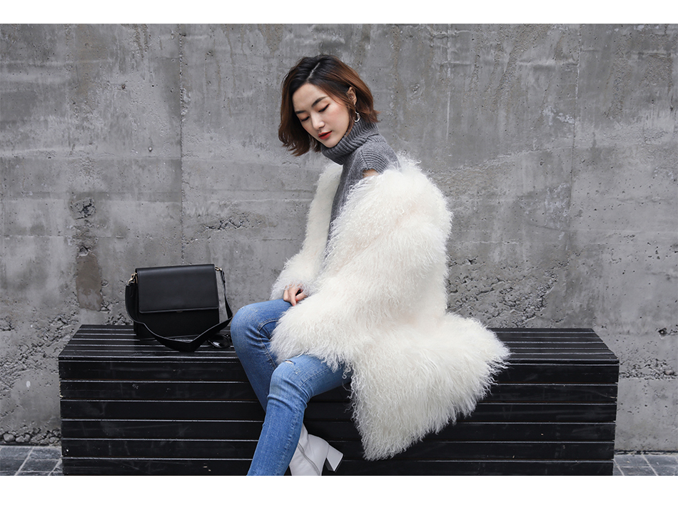 3-4 Length Tibet Sheep Fur Long Coat 011 Details 3