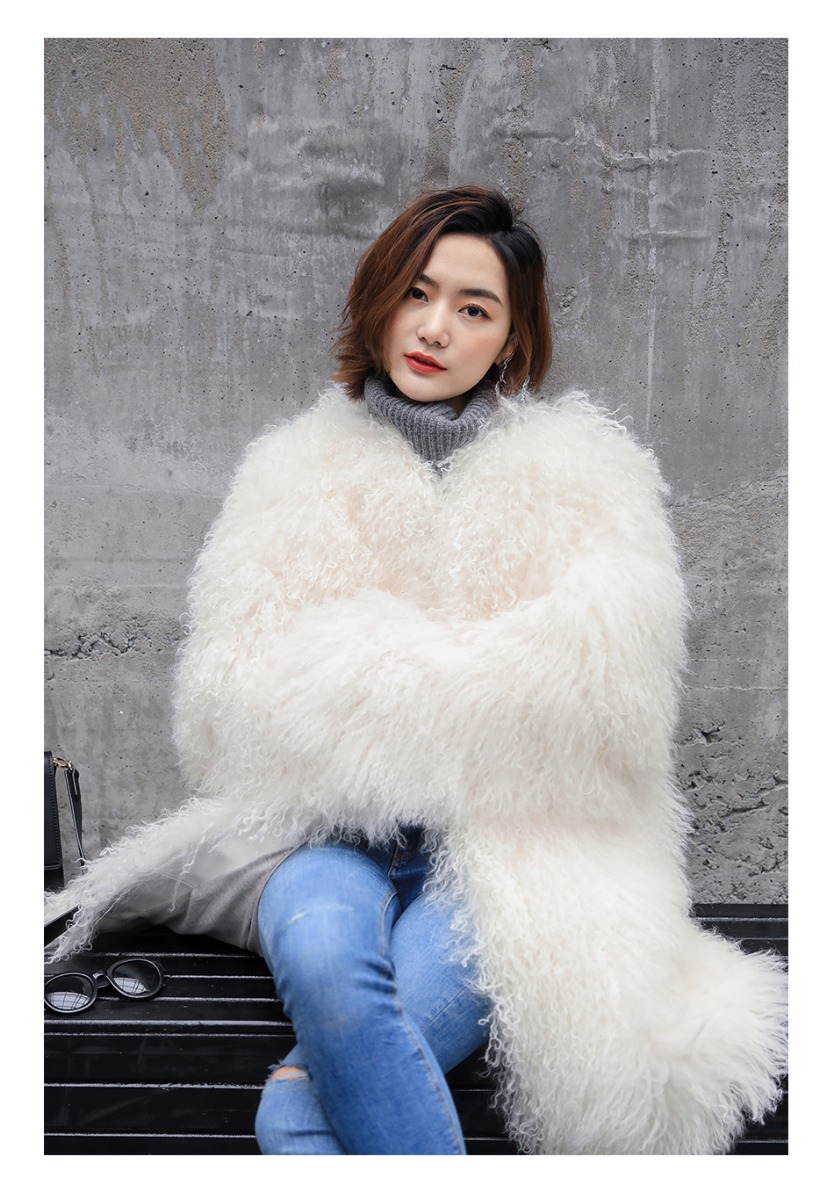 3-4 Length Tibet Sheep Fur Long Coat 011 Details 6