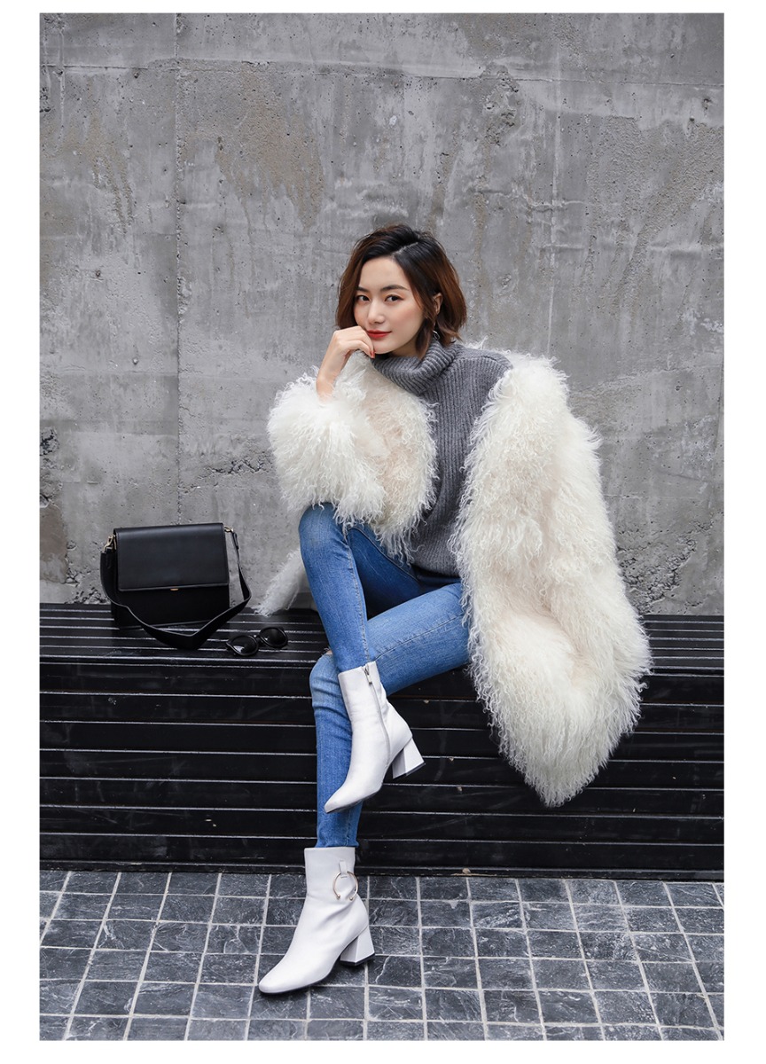 3-4 Length Tibet Sheep Fur Long Coat 011 Details 7
