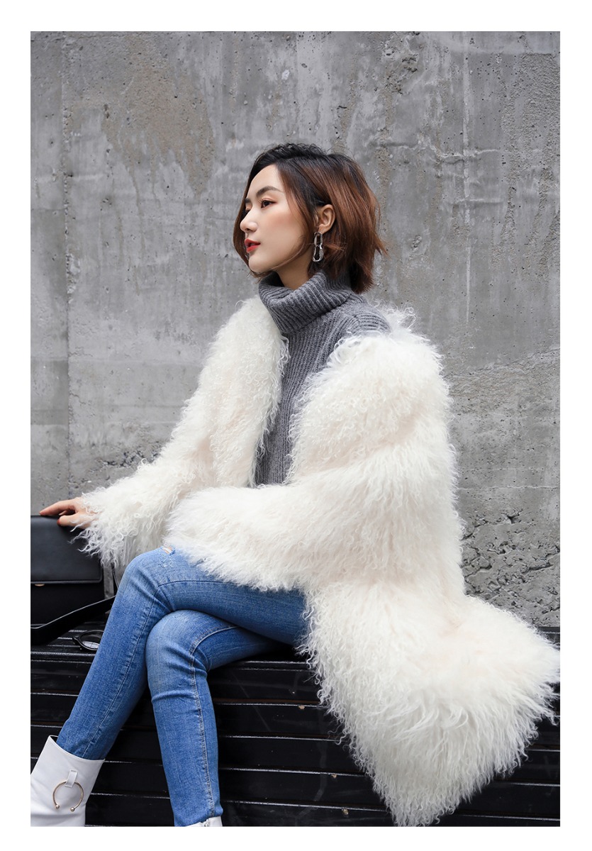 3-4 Length Tibet Sheep Fur Long Coat 011 Details 8