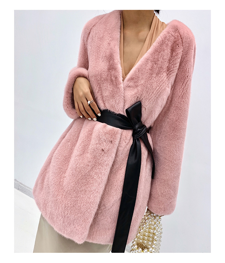 Mink Fur Coat with Leather Belt 0110-3