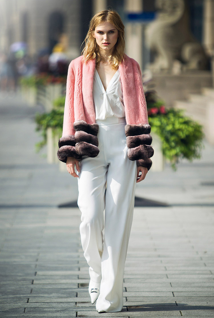 Mink Fur Jacket with Chinchilla Fur Trim 0115-7