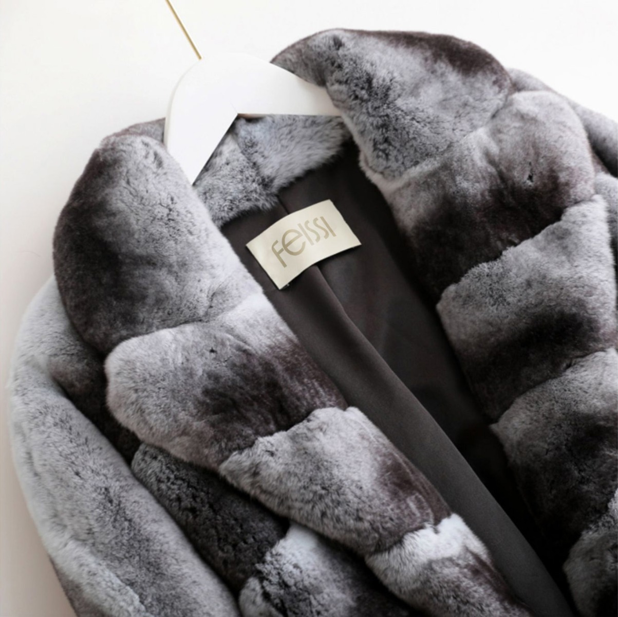 【期間限定特価】 Fur Rabbit Rex Jacket Look Fur Chinchilla with 毛皮/ファーコート