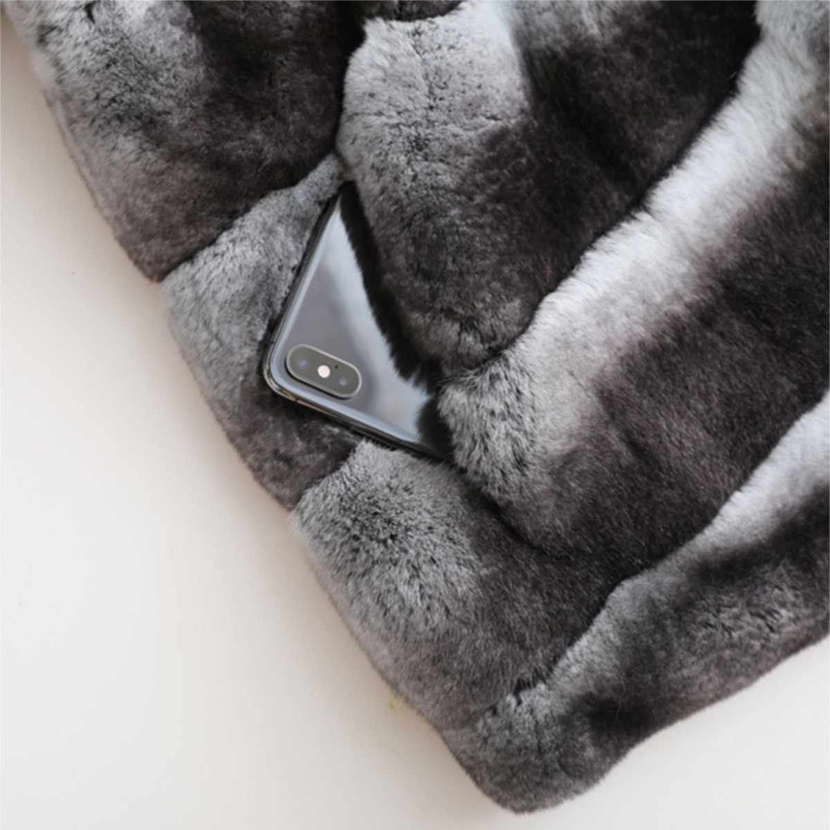Rex Rabbit Fur Jacket with Chinchilla Look 0117-4