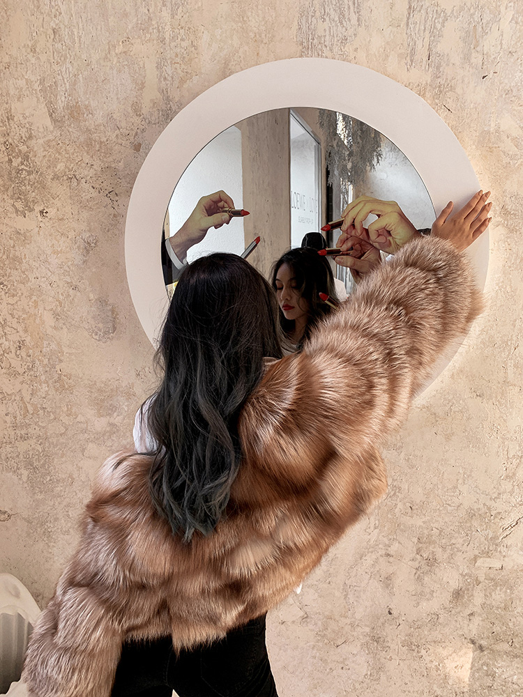 Crystal Fox Fur Cropped Jacket 0223C5
