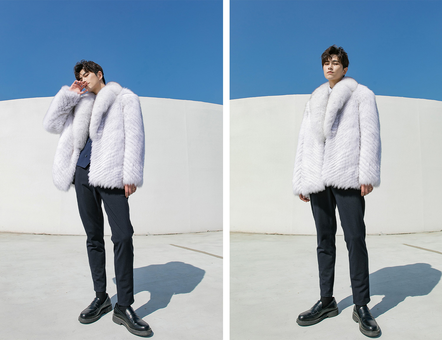 Men's White Fox Fur Coat 0244-8