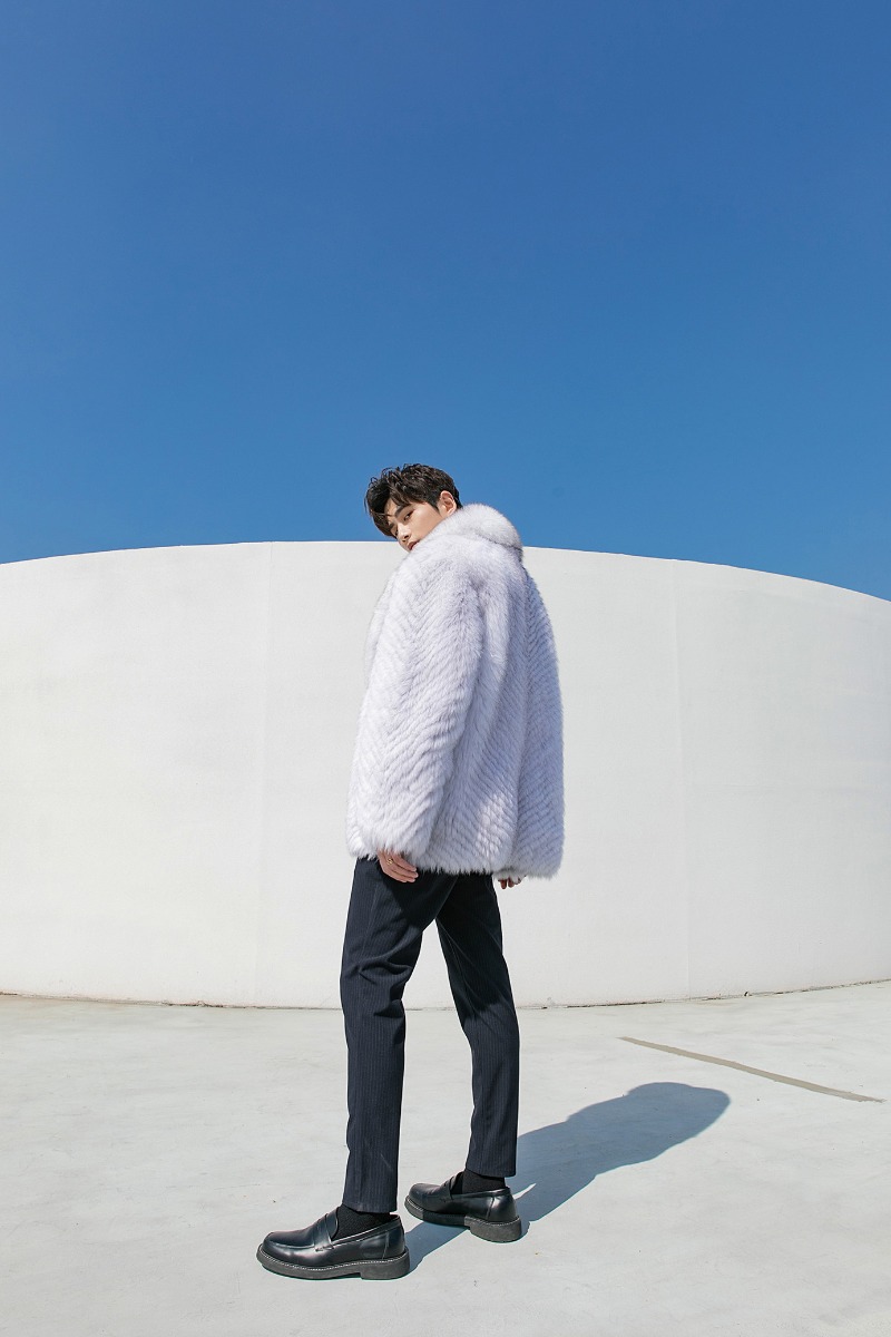 Men's White Fox Fur Coat 0244-9