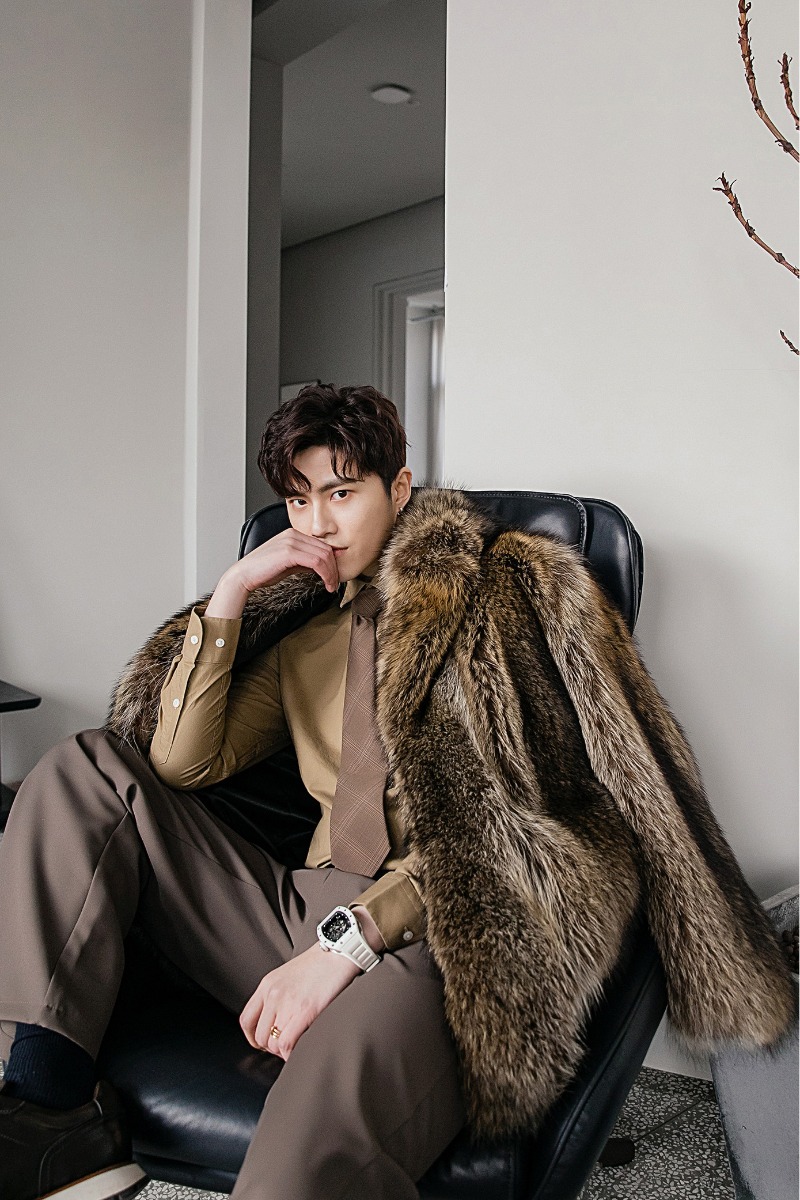 Men's Raccoon Fur Coat 0245-1
