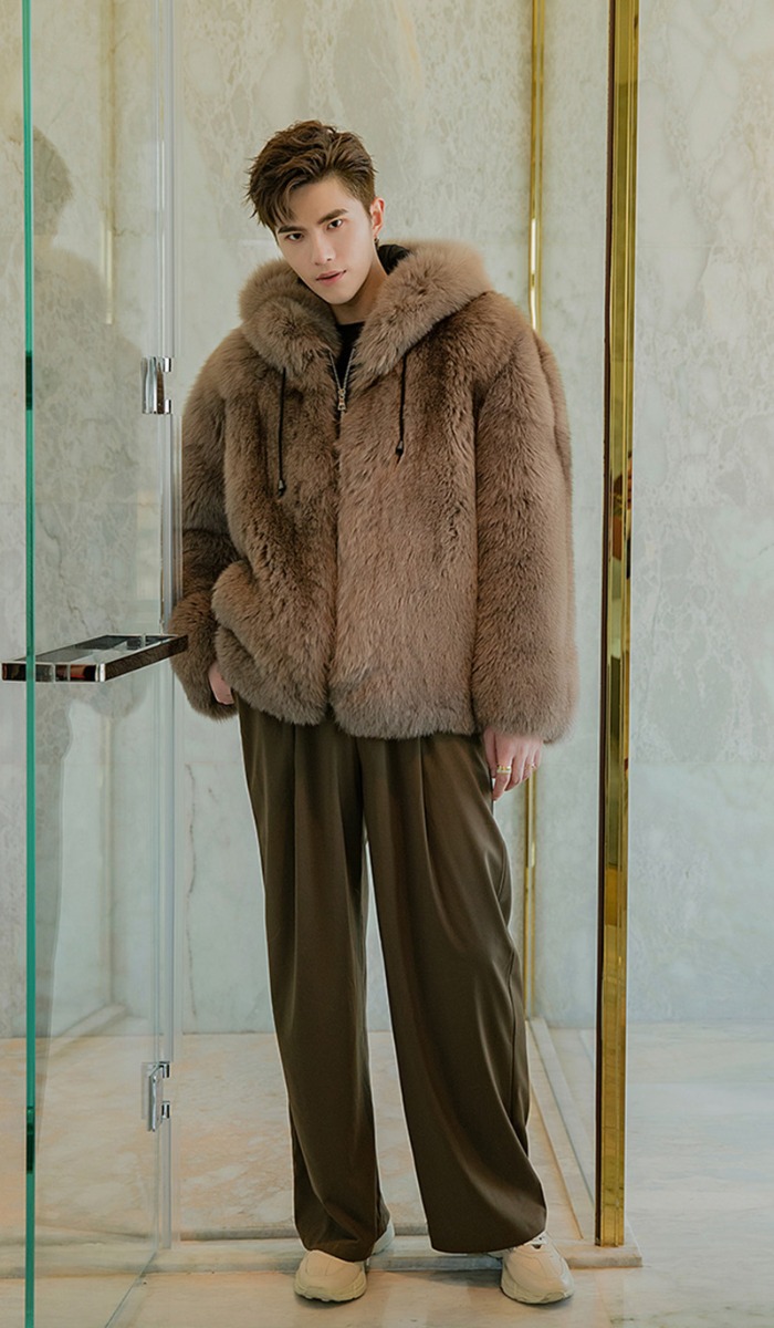 Men's Hooded Fox Fur Coat 0247-2