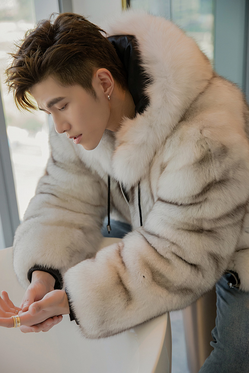 Fox fur hoodie sales
