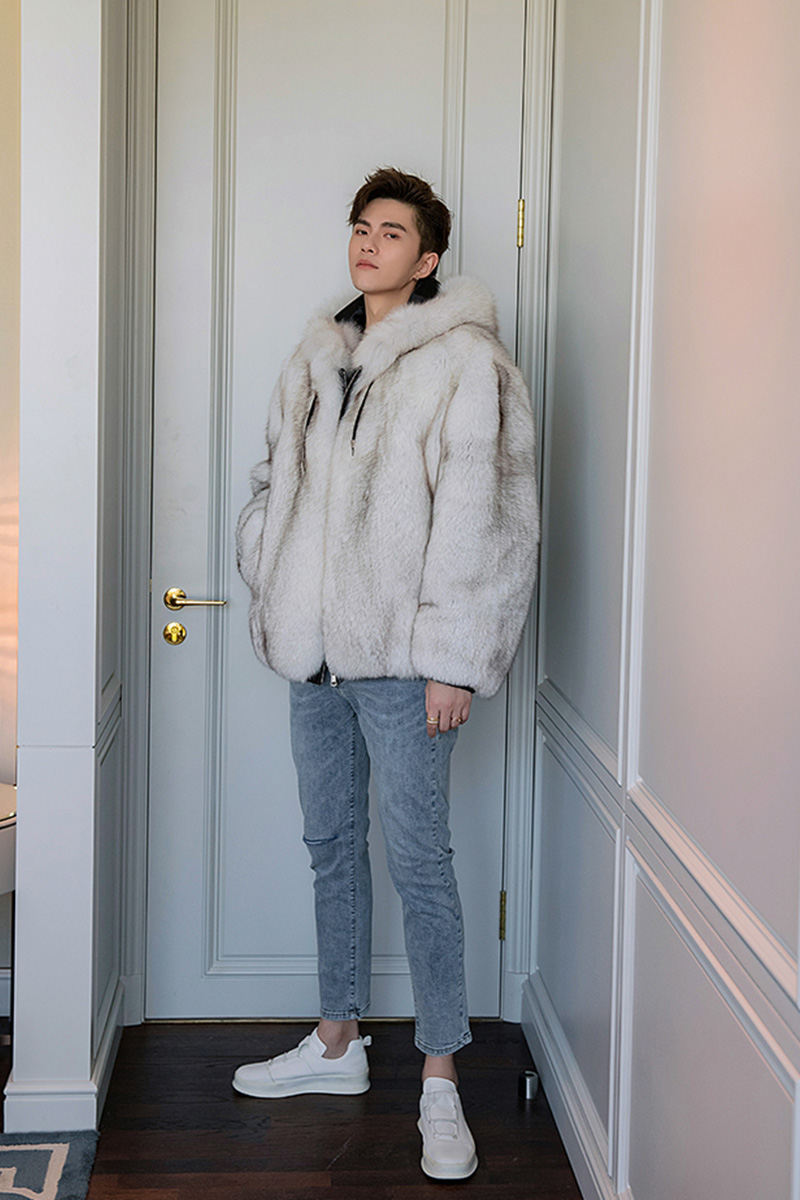 Men's Hooded Fox Fur Coat 0247-9