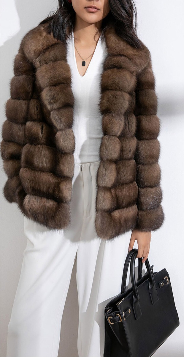 Stand Collar Sable Fur Coat 0278-0