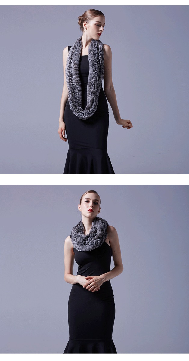 Chinchilla Fur Knitted Wrap 042 Details 5
