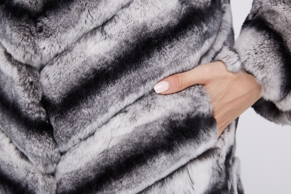 Hooded Rex Rabbit Fur Coat 215 Details 4