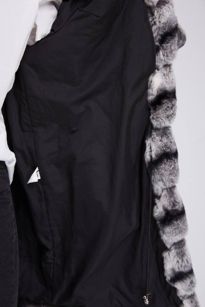 Hooded Rex Rabbit Fur Coat 215 Details 5