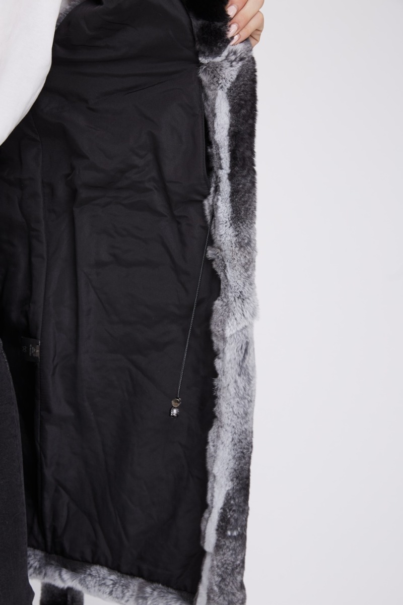 Rex Rabbit Fur Vest with Silver Fox Fur Trim 223 Details 6