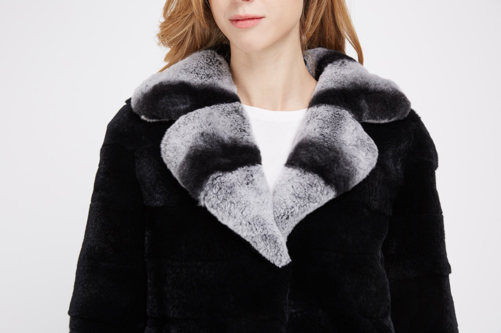 Black Rex Rabbit Fur Coat 225 Details 1