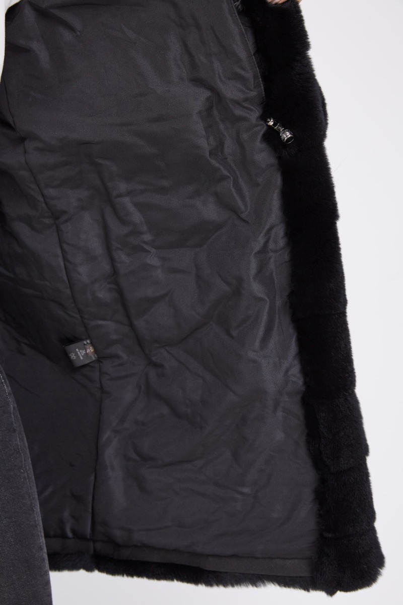 Black Rex Rabbit Fur Coat 225 Details 6