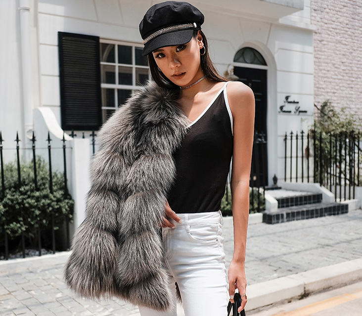 Cropped Silver Fox Fur Jacket 270 Details 2