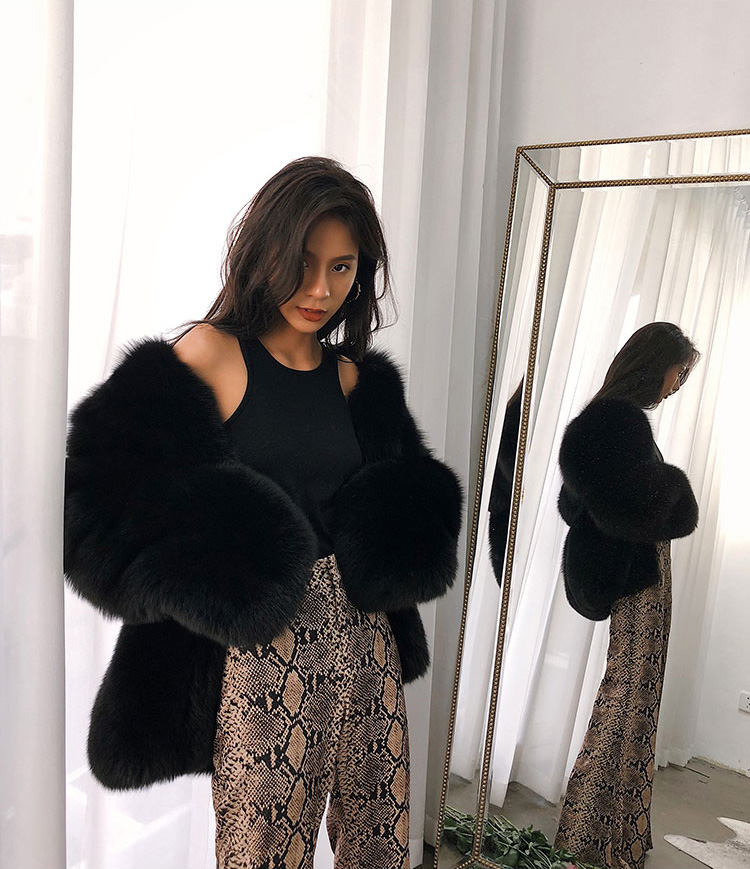 Fox Fur Coat-Black 279-4