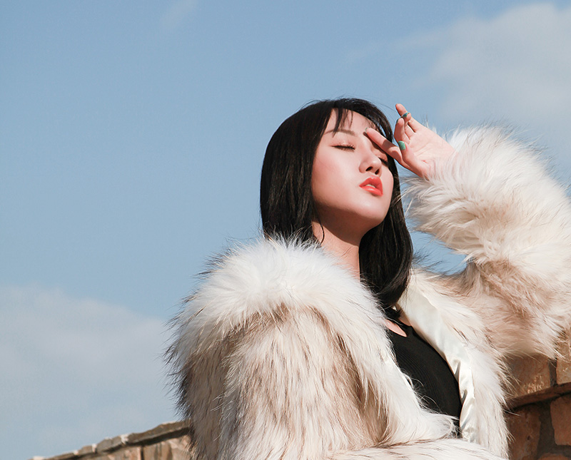 Hooded Knitted Raccoon Fur Jacket 307-2