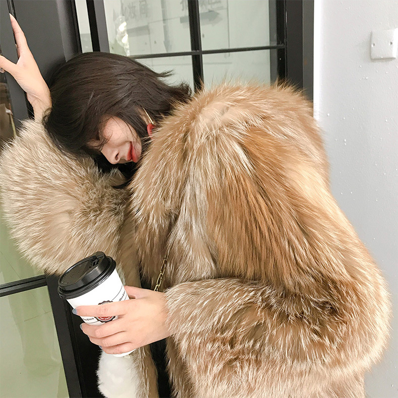Hooded Chocolate Fox Fur Jacket 327-6
