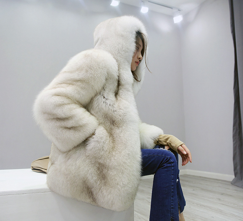 Hooded Fox Fur Coat 329-1
